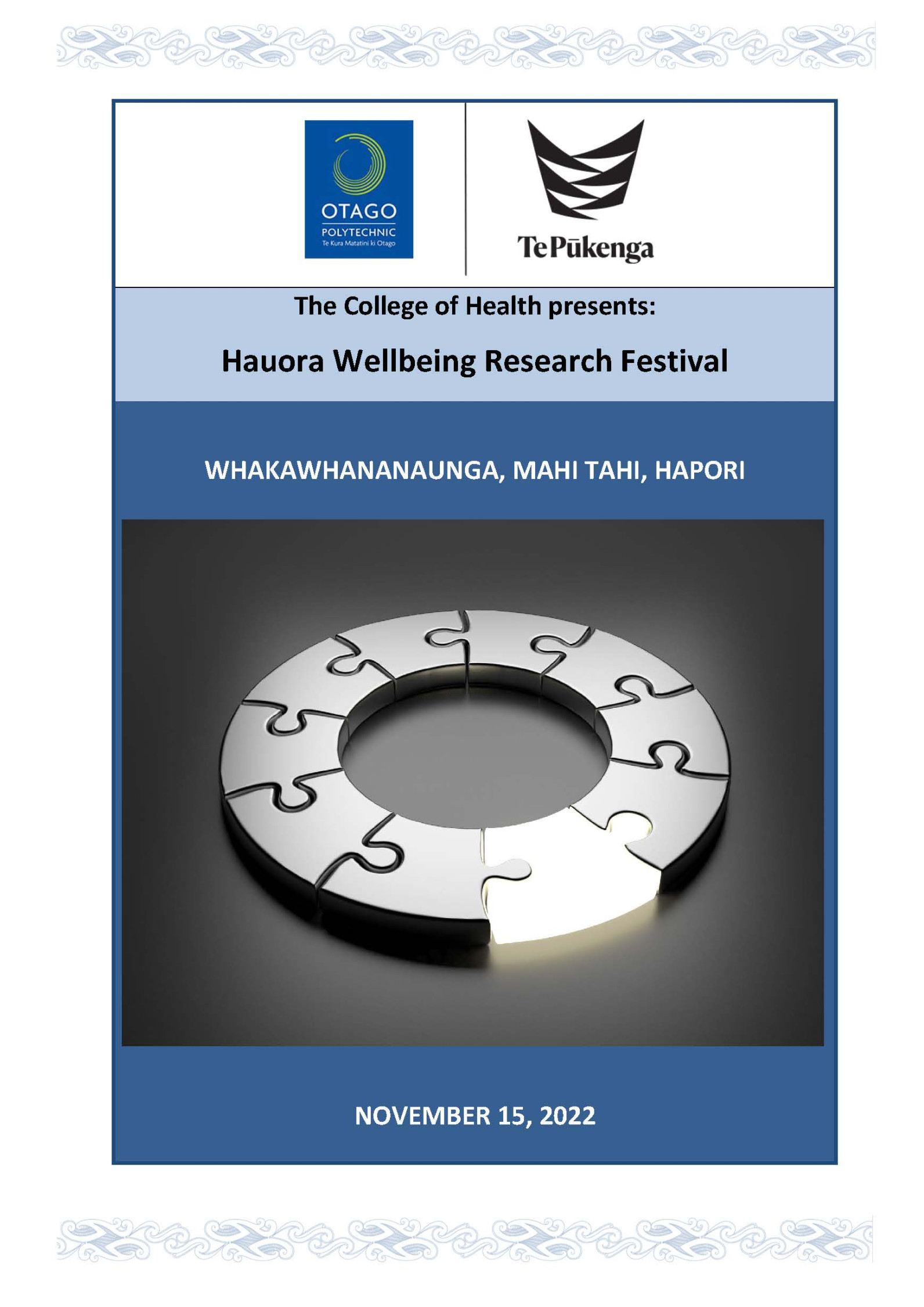 Hauora Wellbeing Research Festival   Book of Abstracts